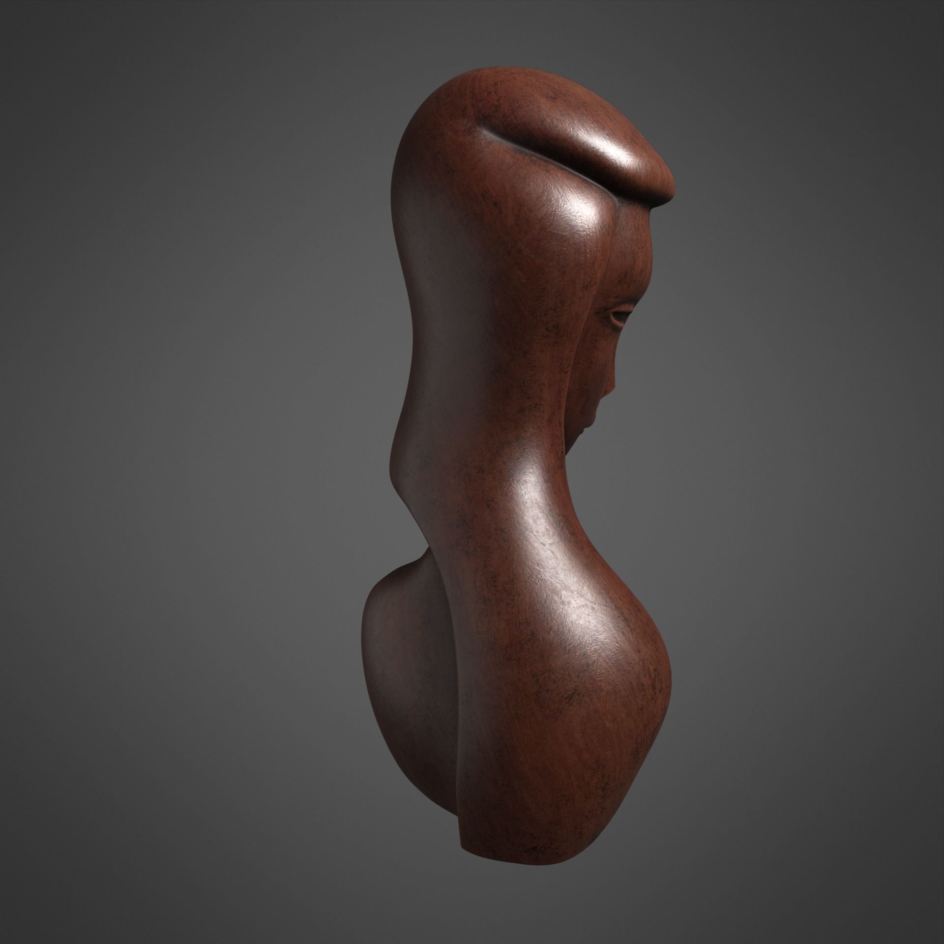 African Wood Statue 3D model_5