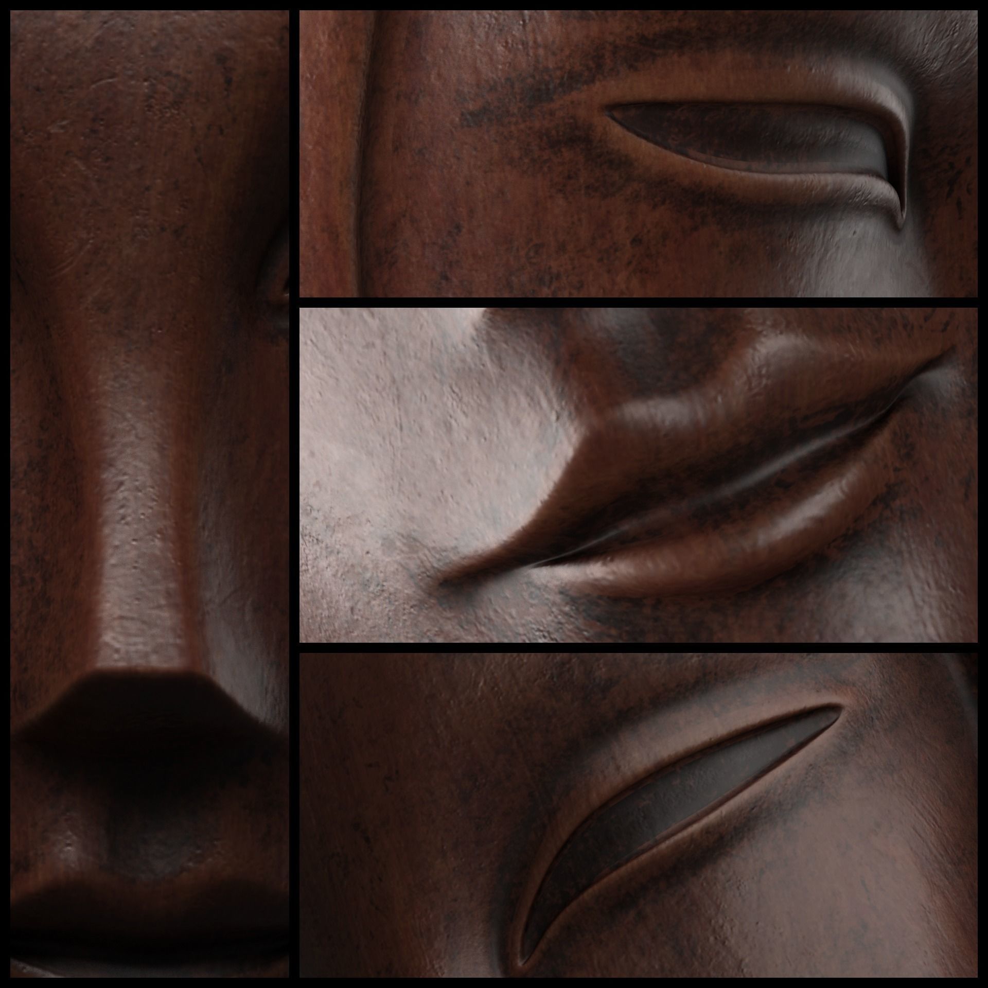 African Wood Statue 3D model_10