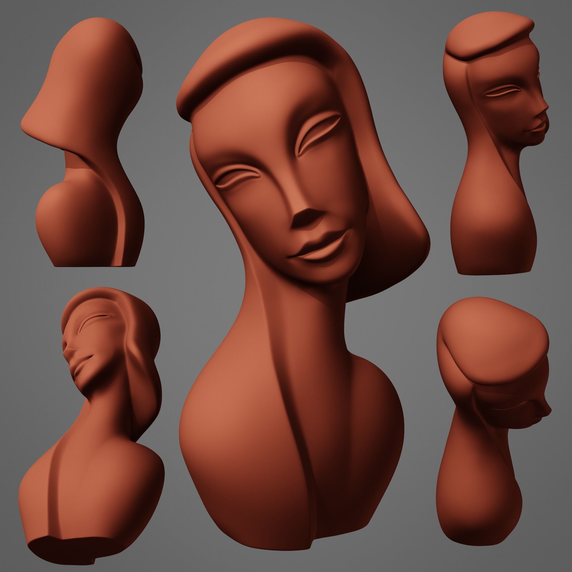 African Wood Statue 3D model_11