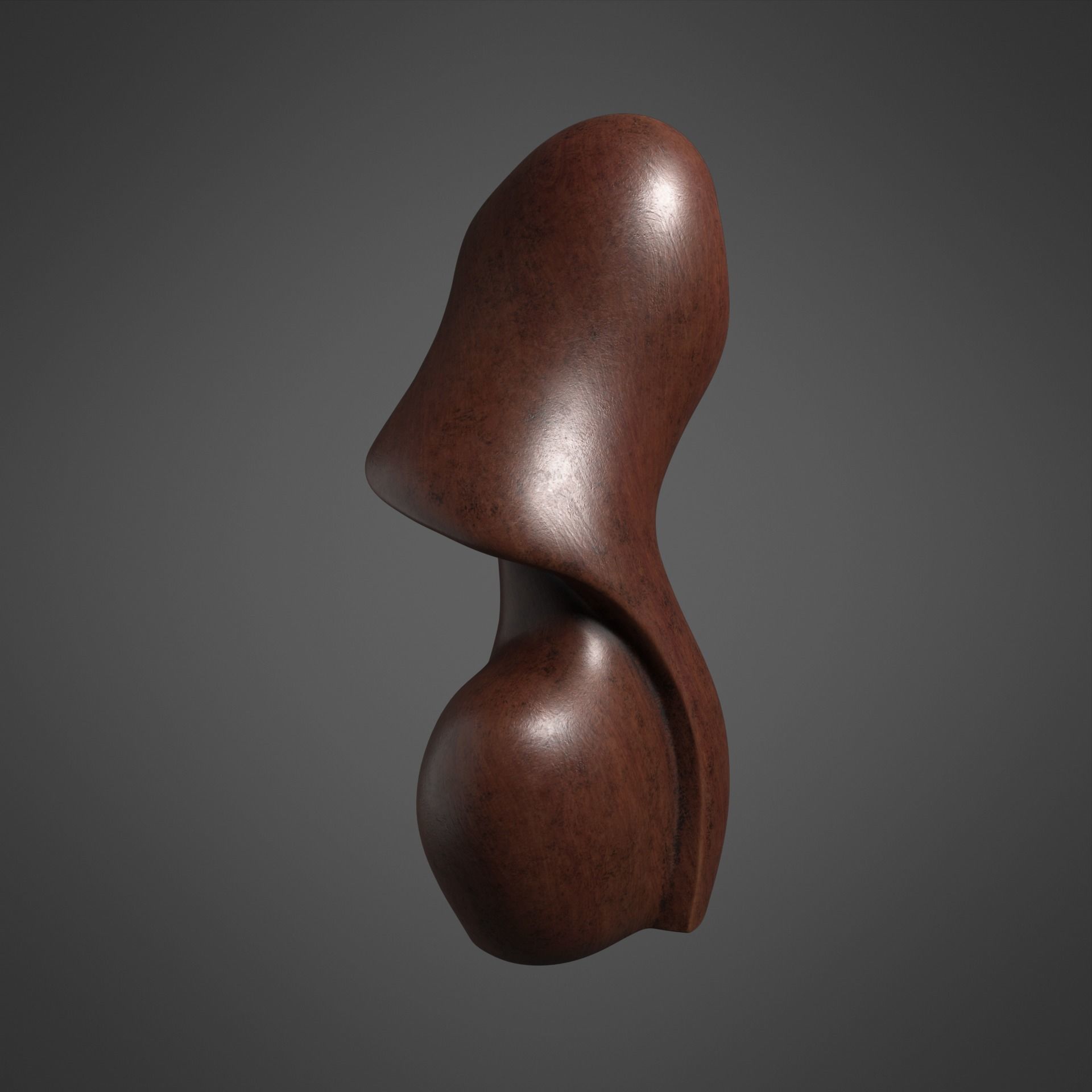 African Wood Statue 3D model_3