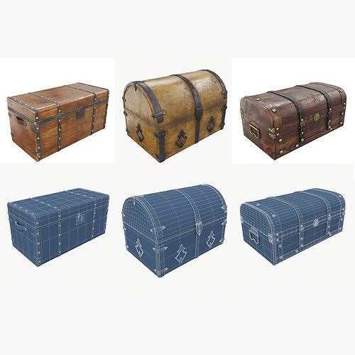 Vintage chests 3D Model Collection