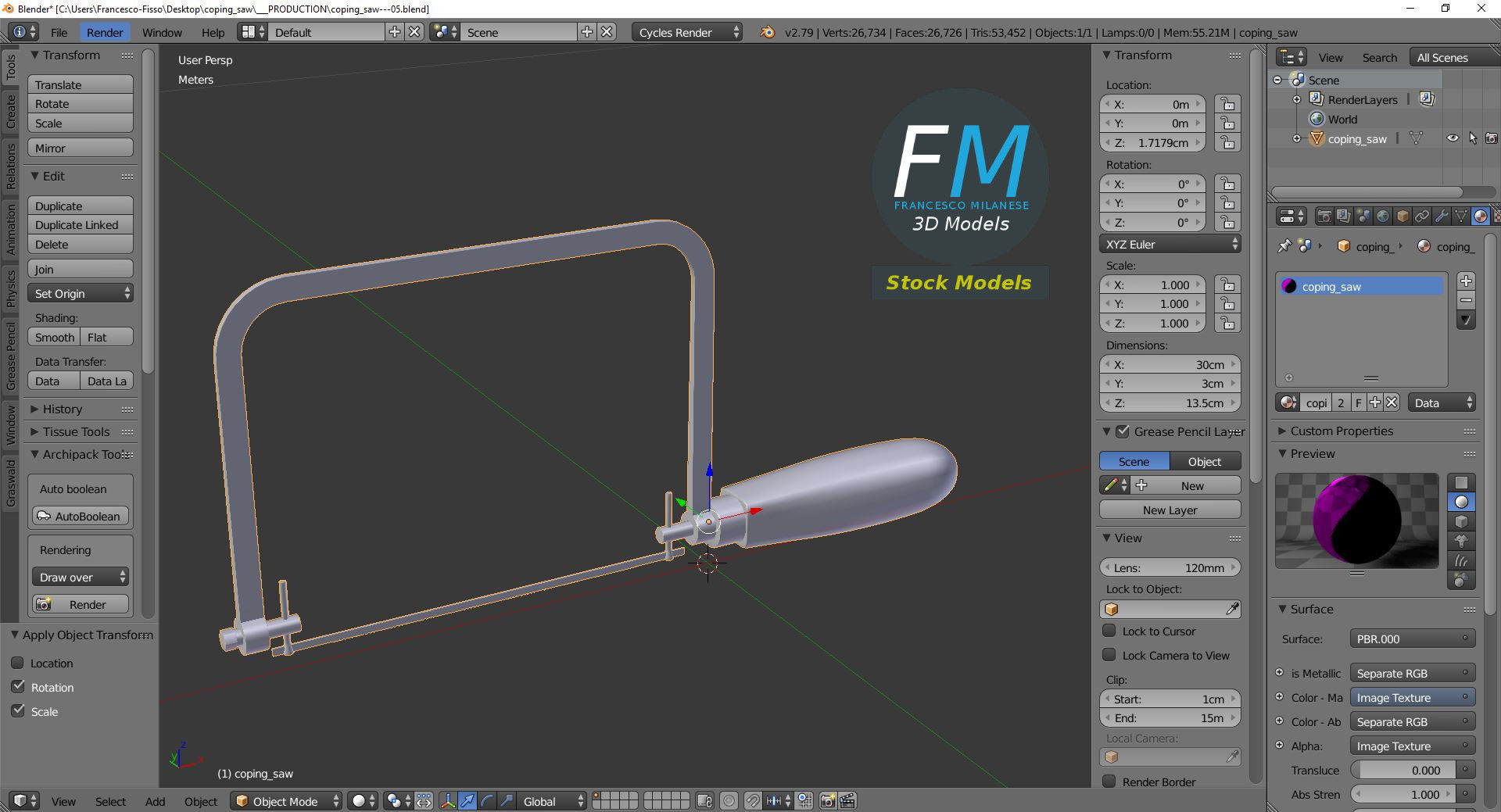Coping saw 3D model_9