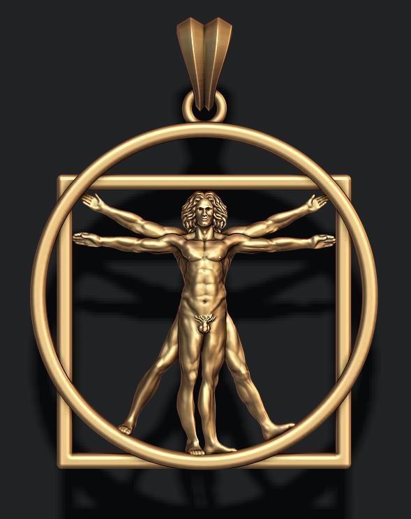 Vitruvian Man pendant 3D print model_4