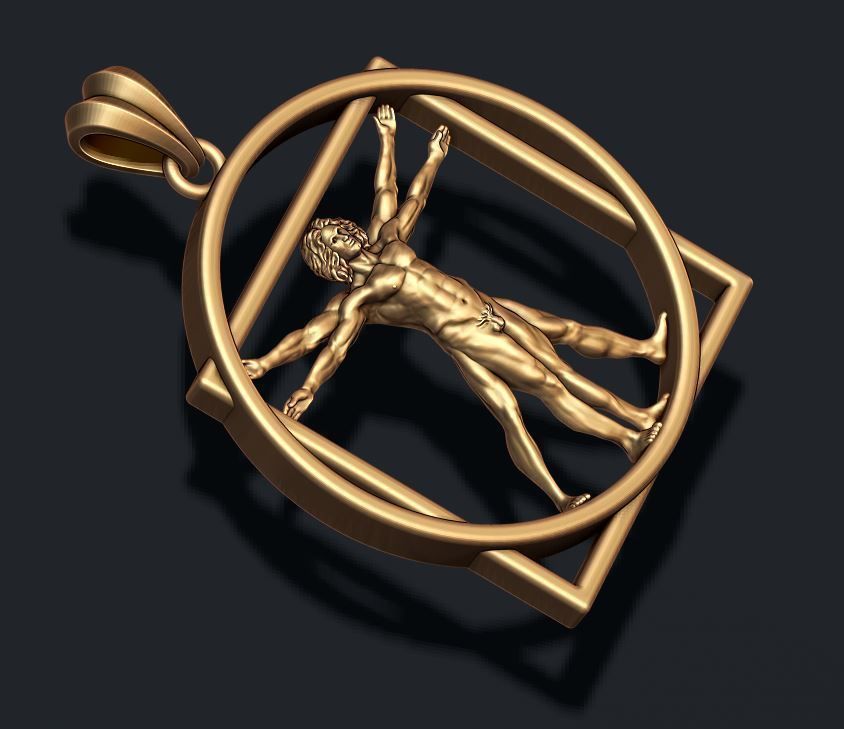 Vitruvian Man pendant 3D print model_7
