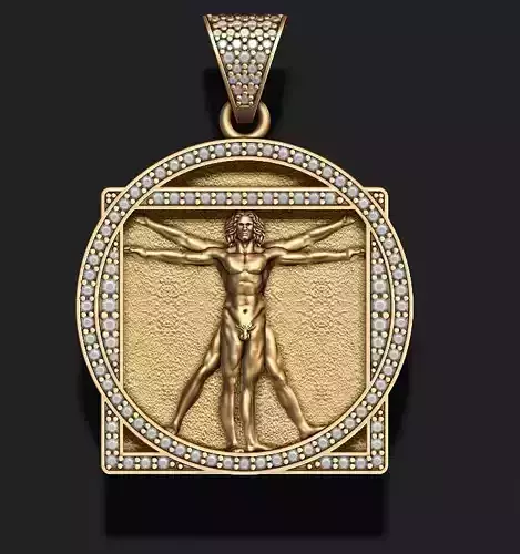Vitruvian Man pendant basrelief 3D print model