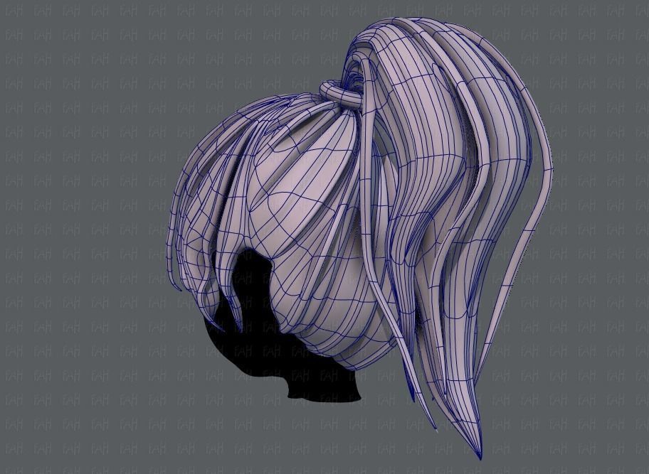 3D Hair style for girl V71 Low-poly 3D model_14