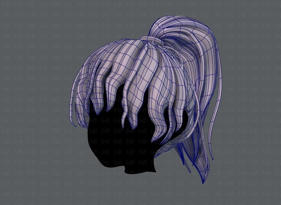 3D Hair style for girl V71 Low-poly 3D model_16