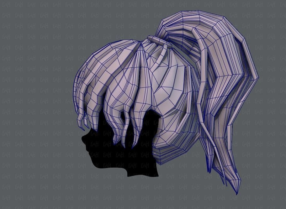 3D Hair style for girl V71 Low-poly 3D model_31