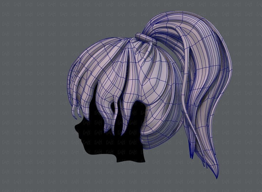 3D Hair style for girl V71 Low-poly 3D model_15