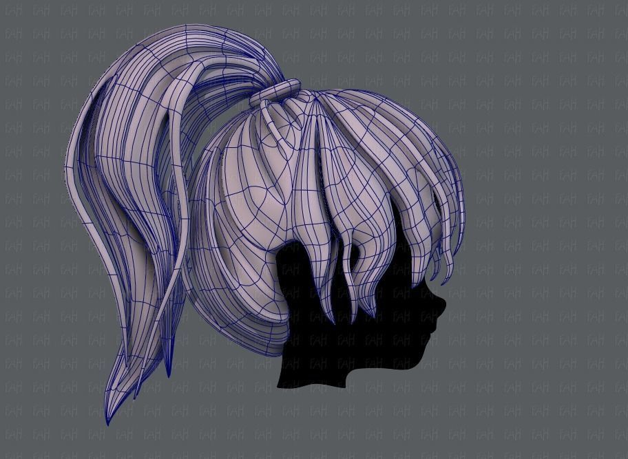 3D Hair style for girl V71 Low-poly 3D model_11