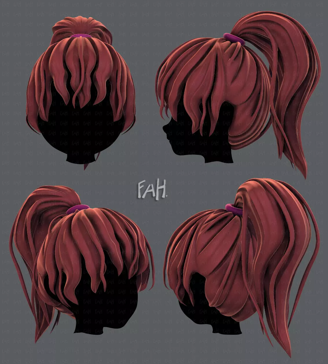 3D Hair style for girl V71 Low-poly 3D model_0
