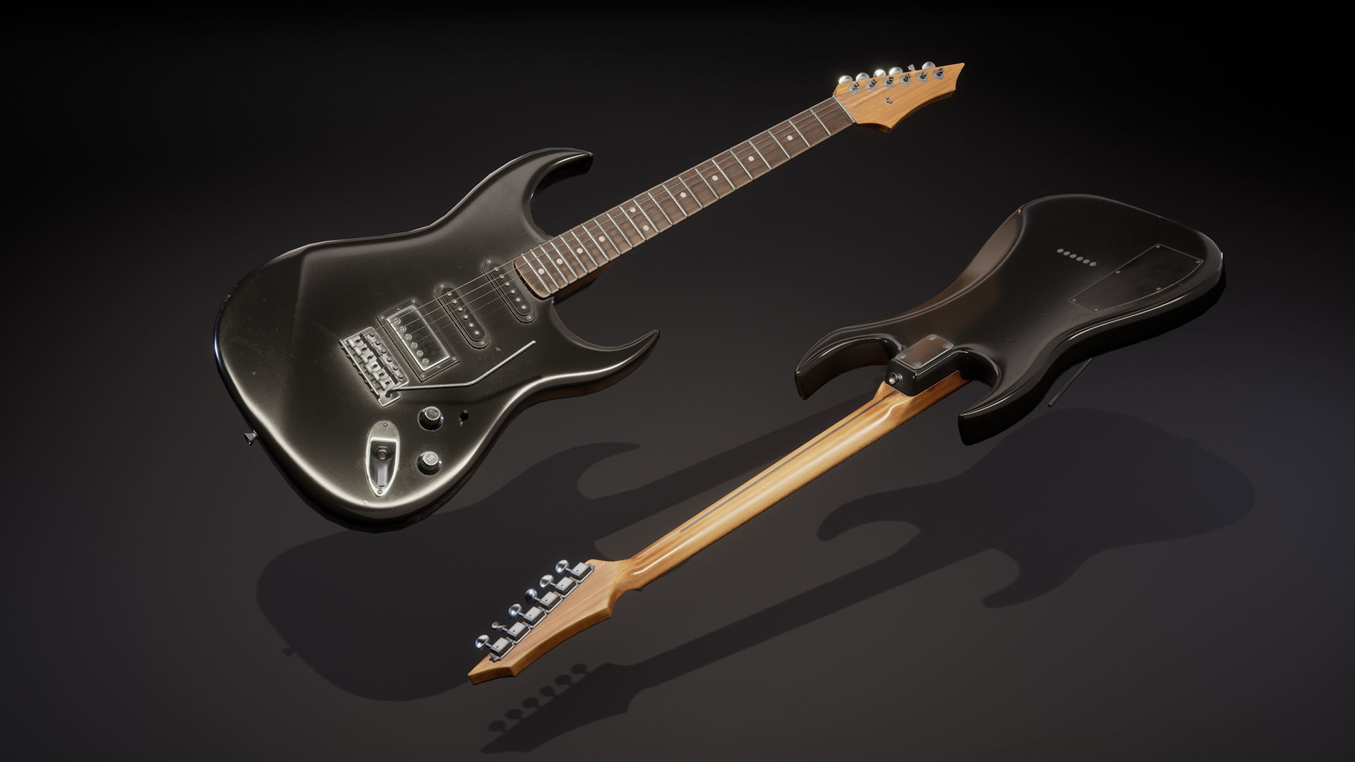 Electric guitar Low-poly 3D model_1