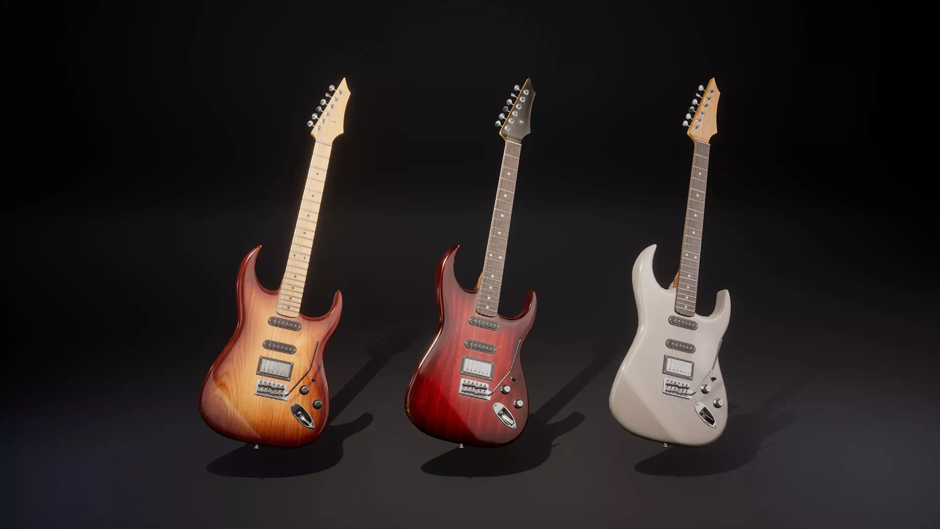 Electric guitar Low-poly 3D model_0