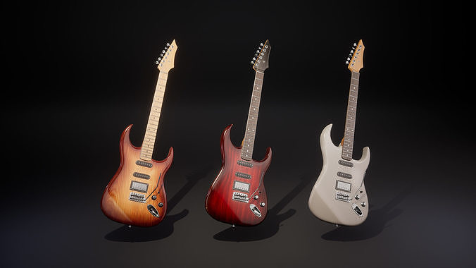 Electric guitar Low-poly 3D model