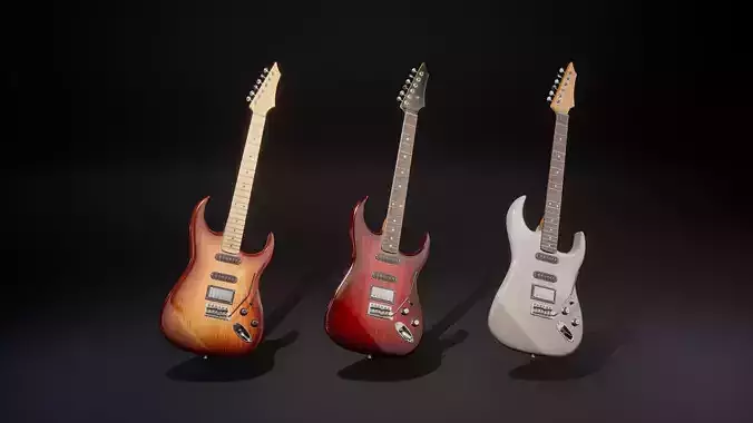 Electric guitar Low-poly 3D model