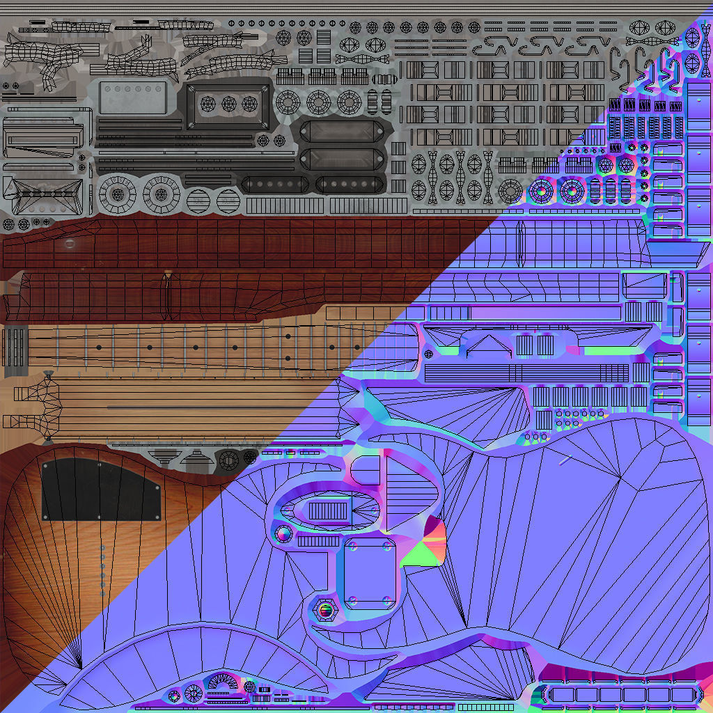 Electric guitar Low-poly 3D model_4