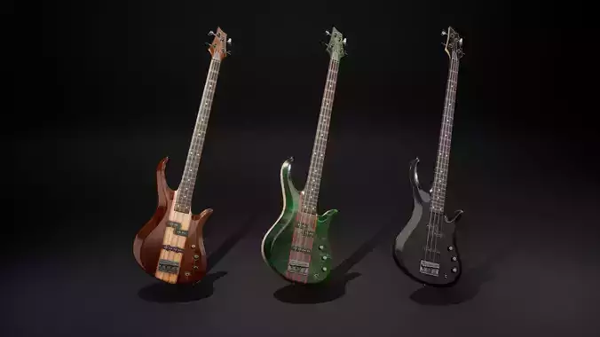 Bass guitar Low-poly 3D model