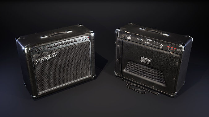 Electric guitar combo Low-poly 3D model