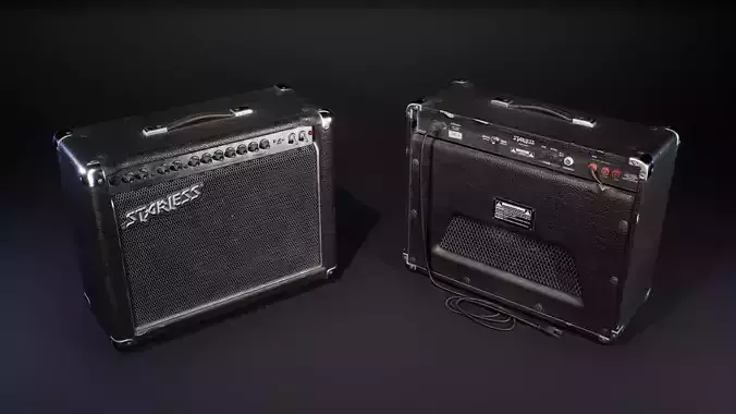 Electric guitar combo Low-poly 3D model