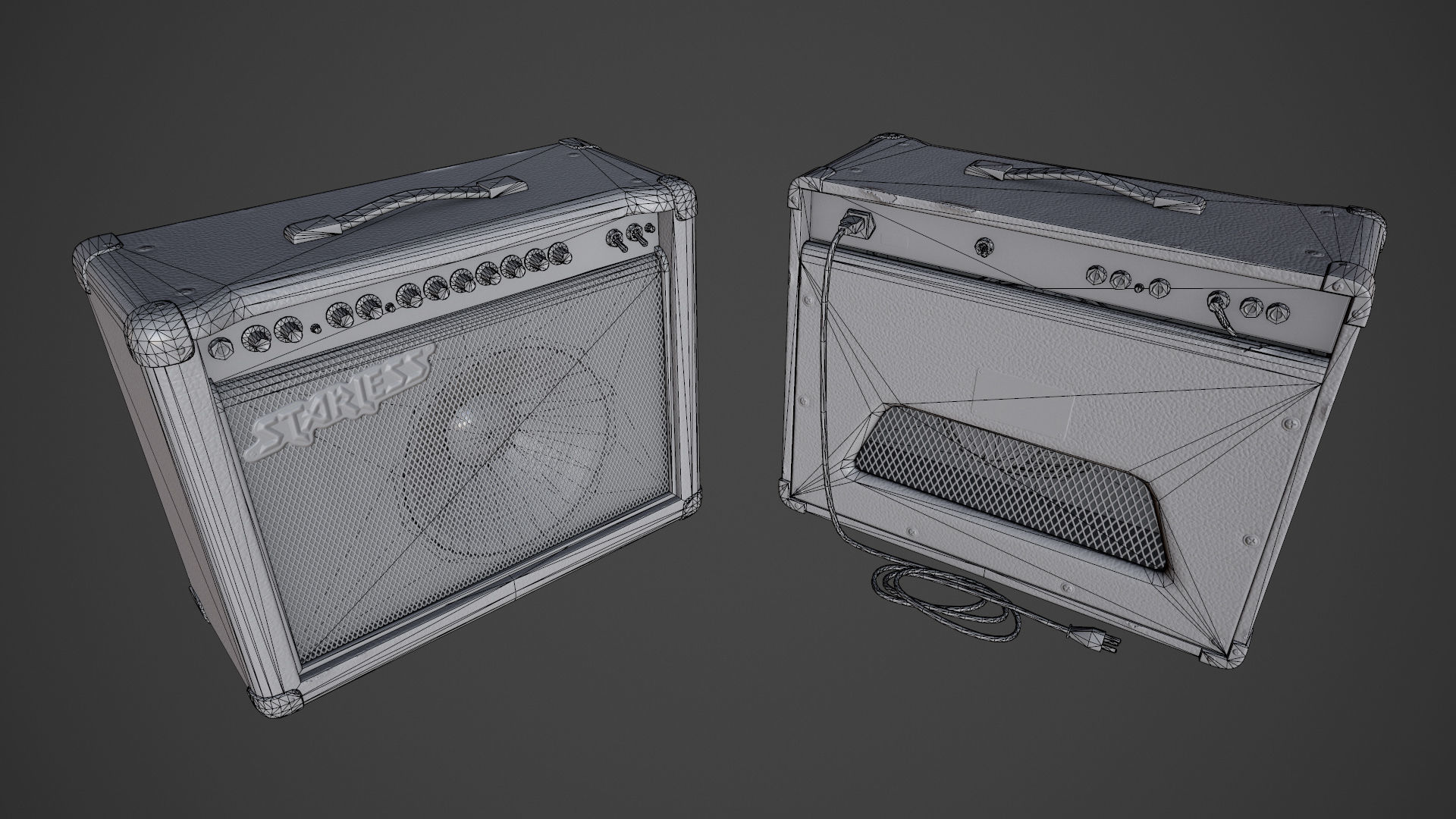 Electric guitar combo Low-poly 3D model_4