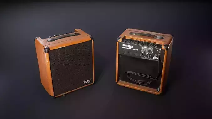 Bass guitar combo Low-poly 3D model