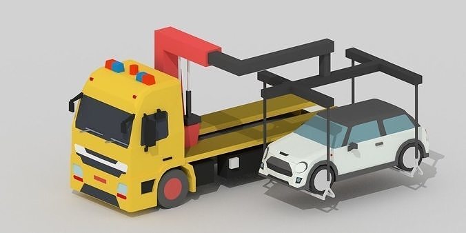 low poly Tow truck Low-poly 3D model