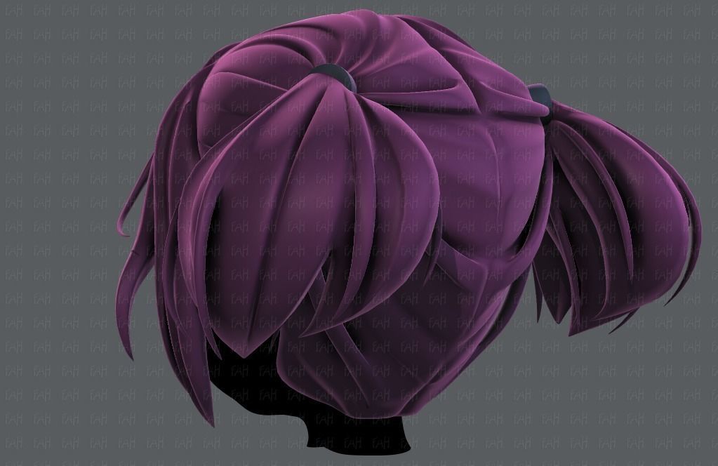 3D Hair style for girl V72 Low-poly 3D model_6