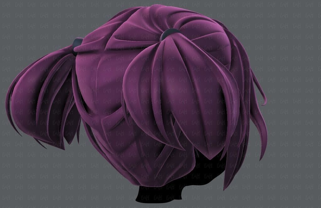 3D Hair style for girl V72 Low-poly 3D model_4