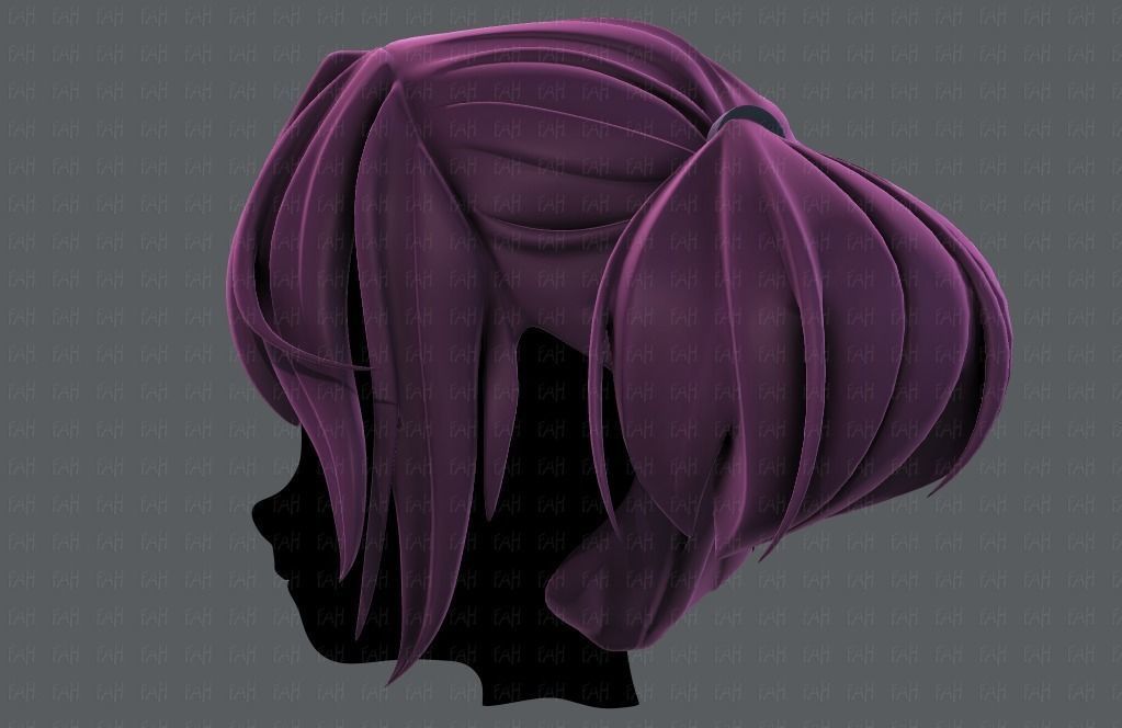 3D Hair style for girl V72 Low-poly 3D model_7