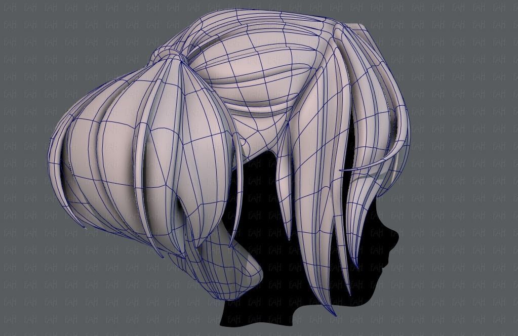 3D Hair style for girl V72 Low-poly 3D model_11
