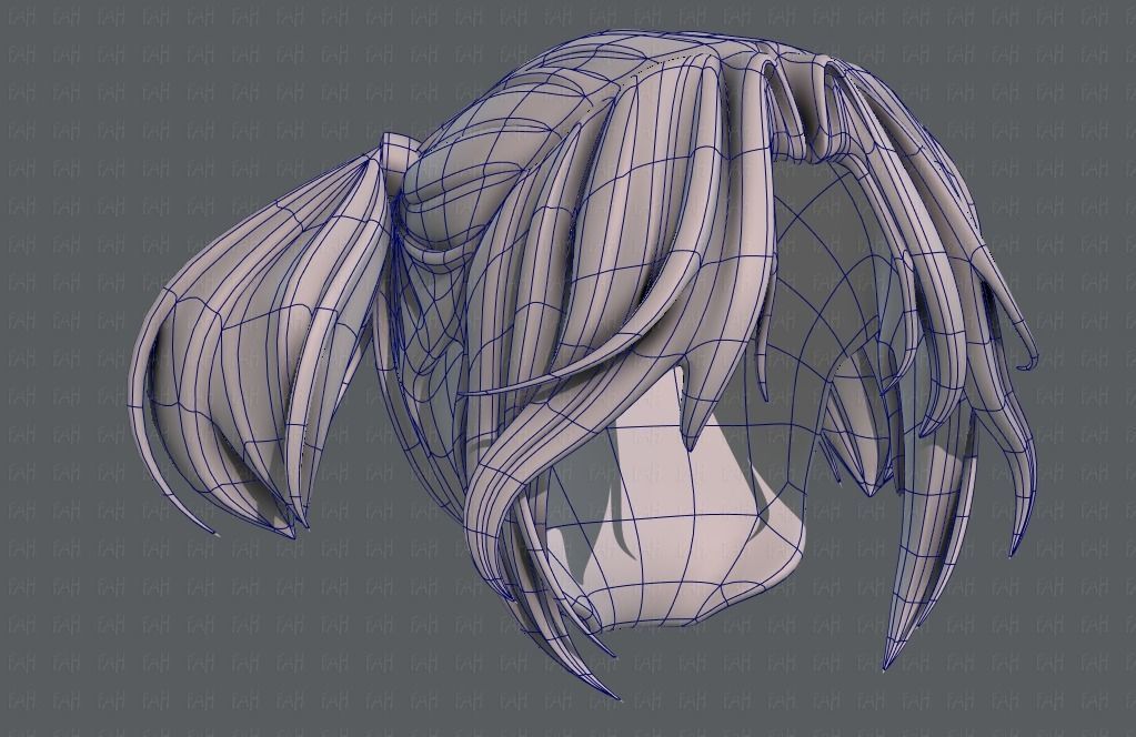 3D Hair style for girl V72 Low-poly 3D model_42