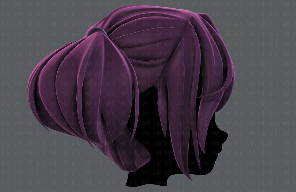 3D Hair style for girl V72 Low-poly 3D model_3