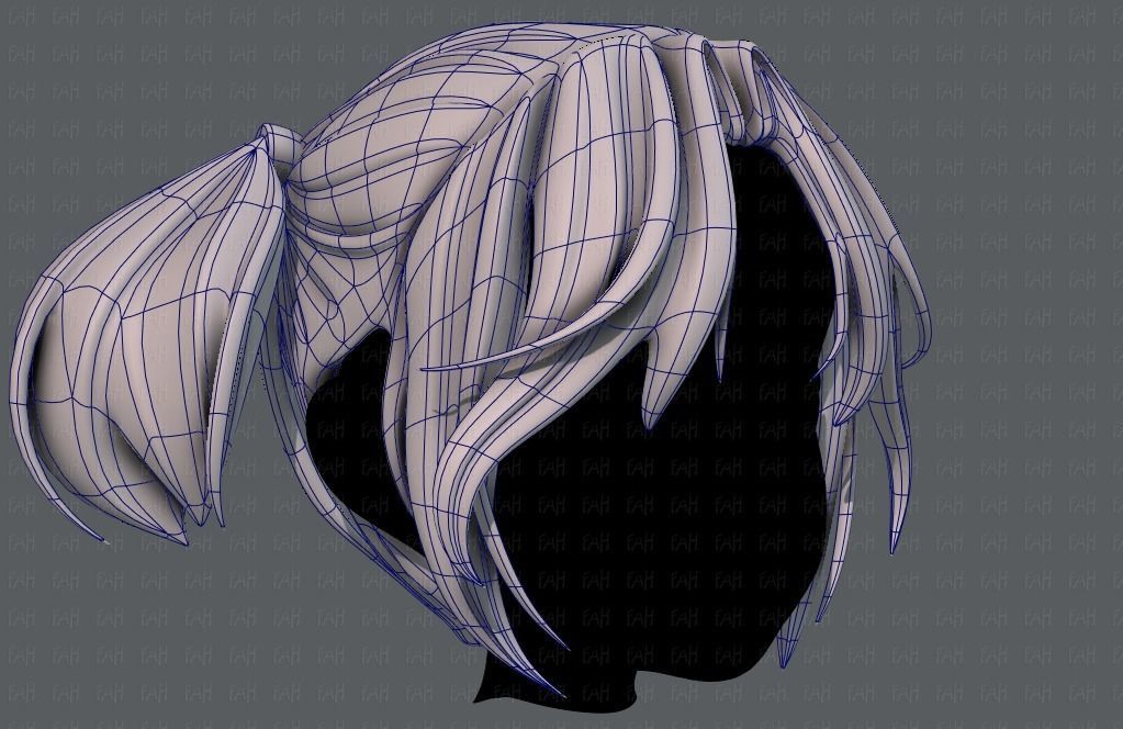 3D Hair style for girl V72 Low-poly 3D model_10