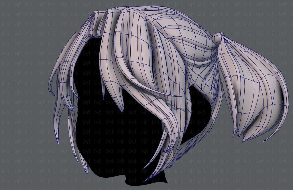 3D Hair style for girl V72 Low-poly 3D model_16