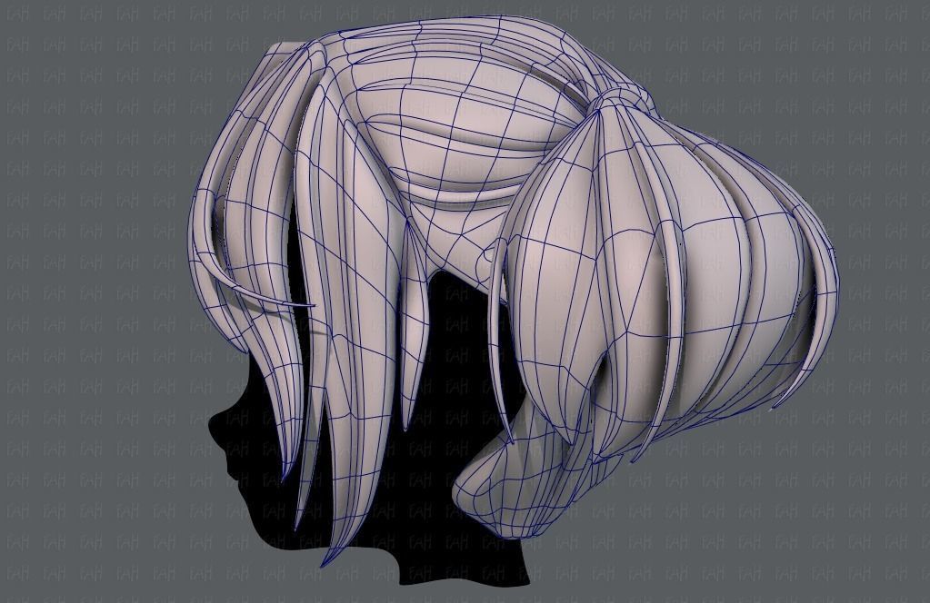 3D Hair style for girl V72 Low-poly 3D model_15