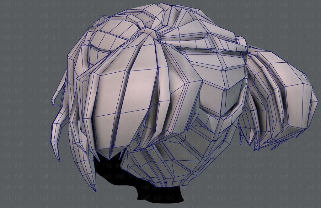 3D Hair style for girl V72 Low-poly 3D model_30