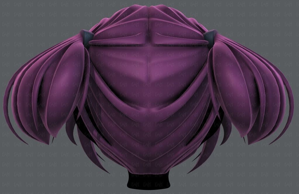 3D Hair style for girl V72 Low-poly 3D model_5