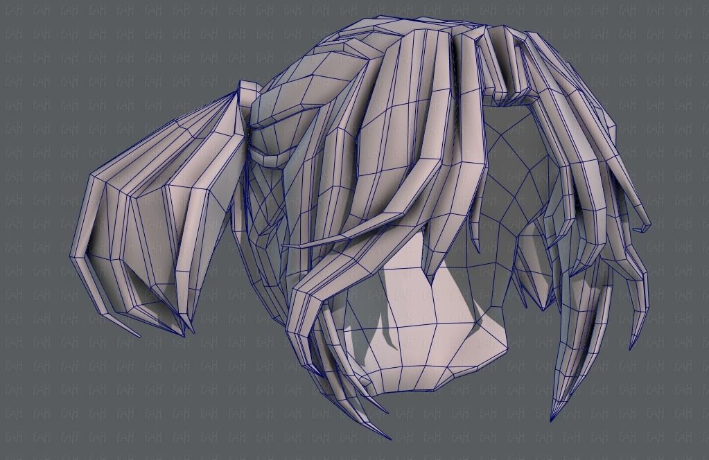 3D Hair style for girl V72 Low-poly 3D model_44