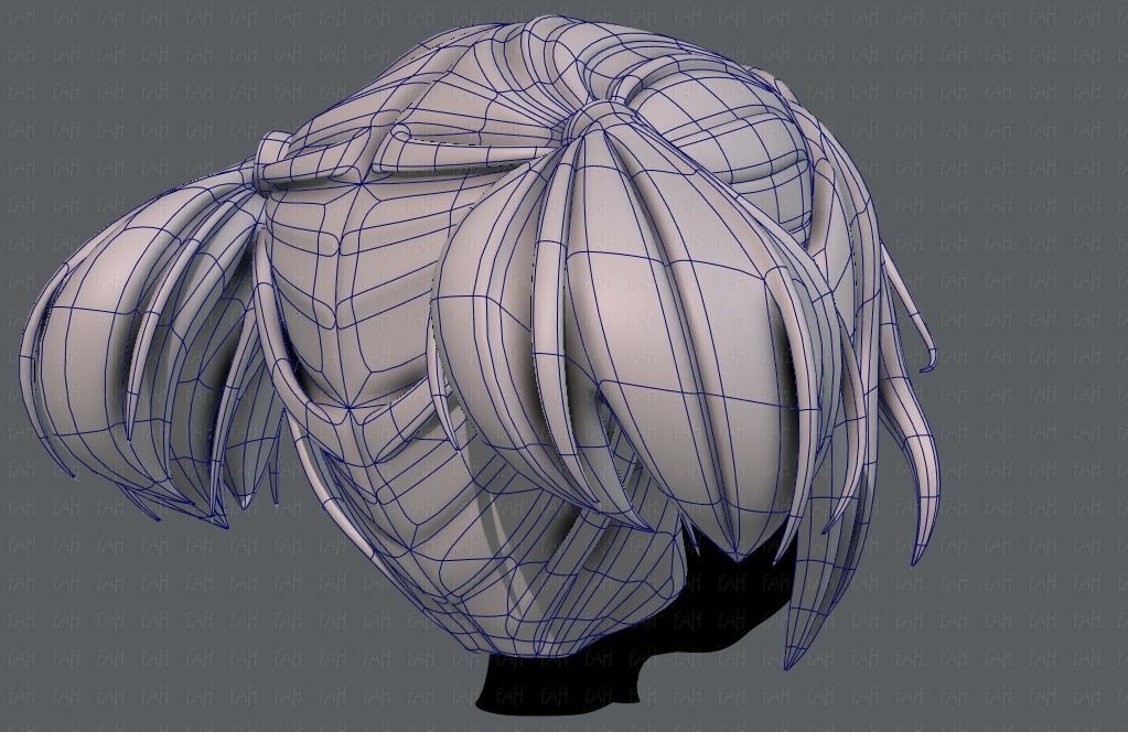 3D Hair style for girl V72 Low-poly 3D model_12