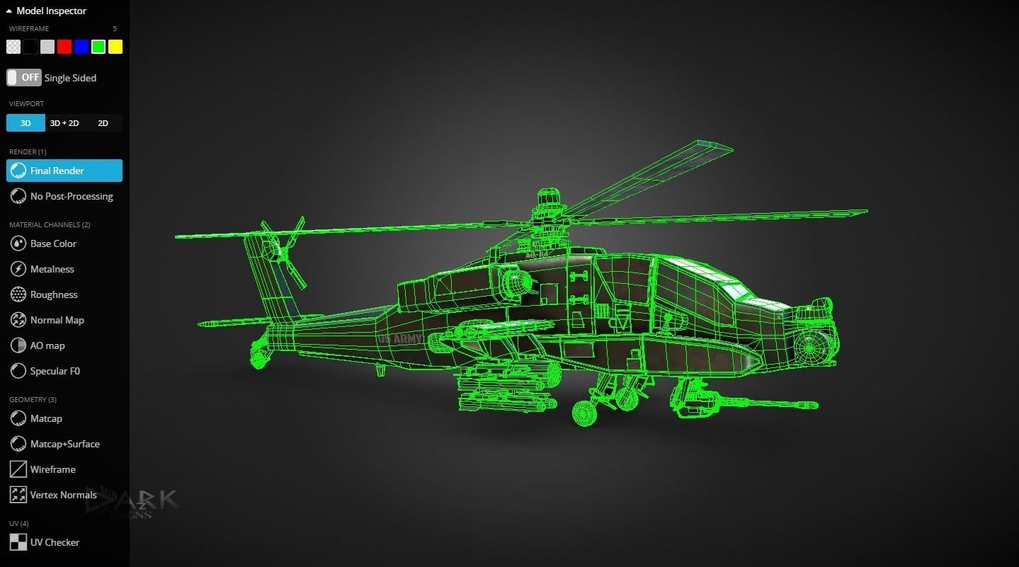 Apache AH-64 Attack Helicopter 3D model_3