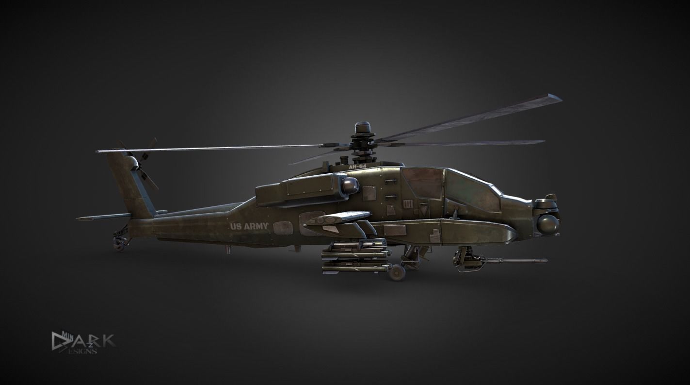 Apache AH-64 Attack Helicopter 3D model_1