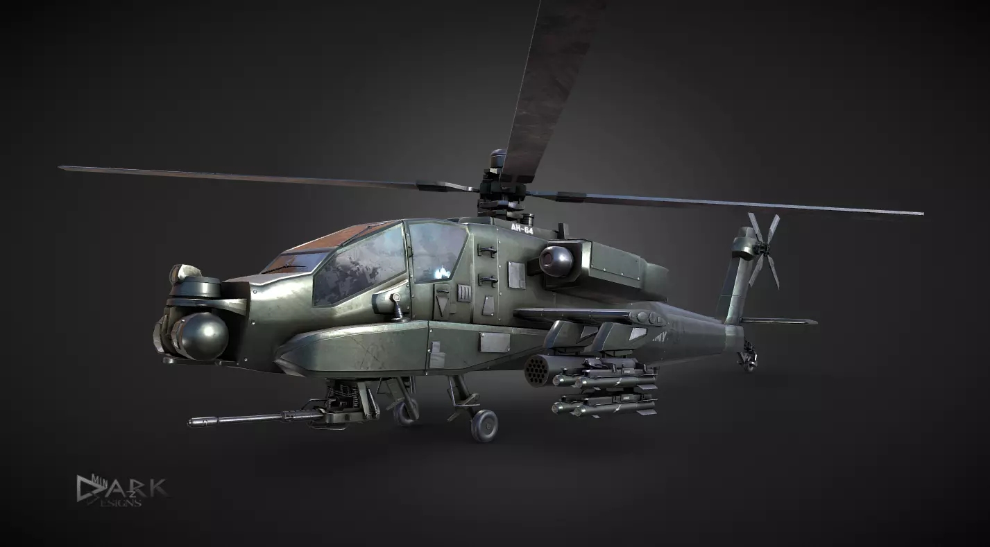 Apache AH-64 Attack Helicopter 3D model_0
