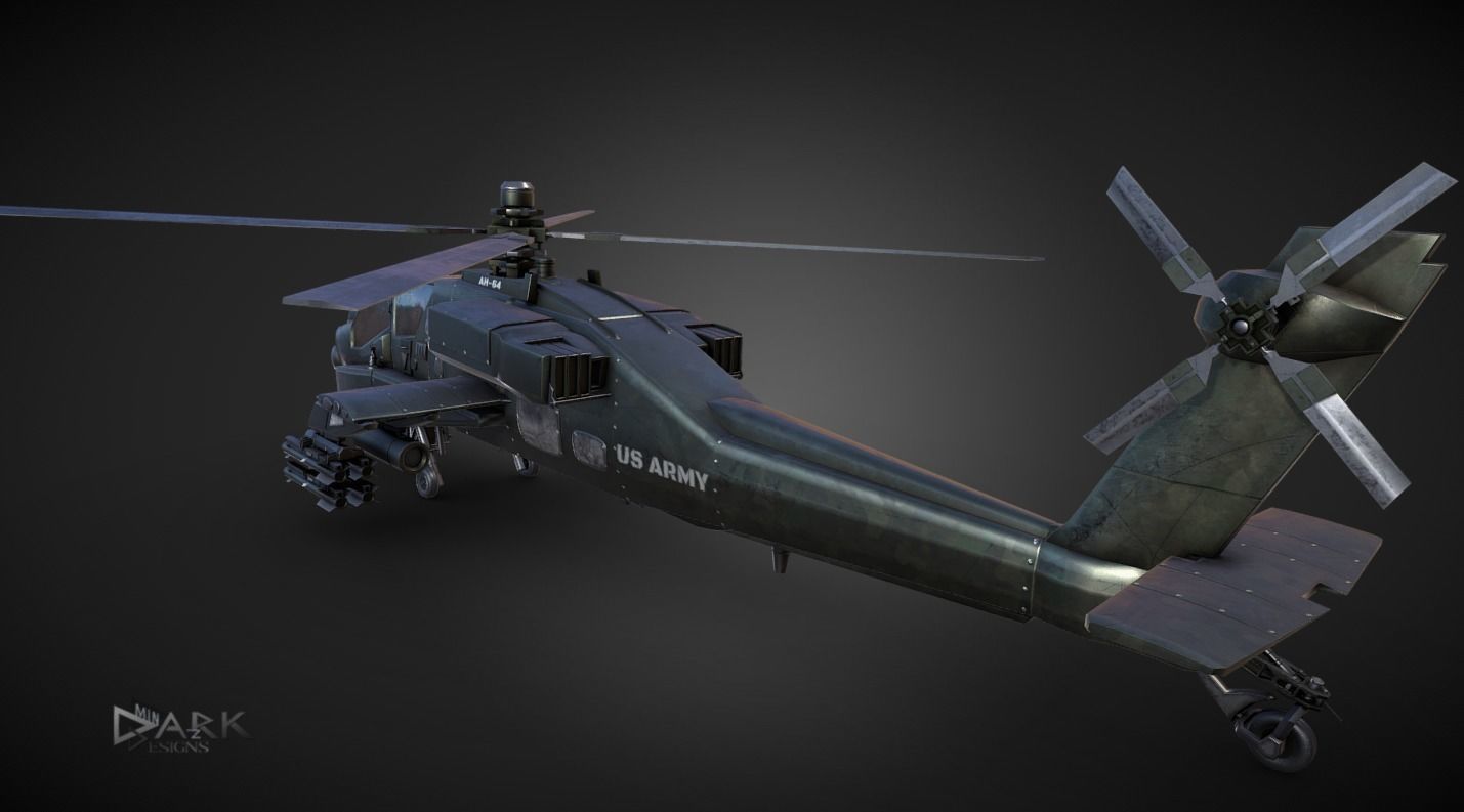 Apache AH-64 Attack Helicopter 3D model_2