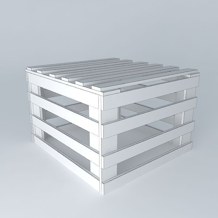 caixote-palets wooden crate Free 3D model_4
