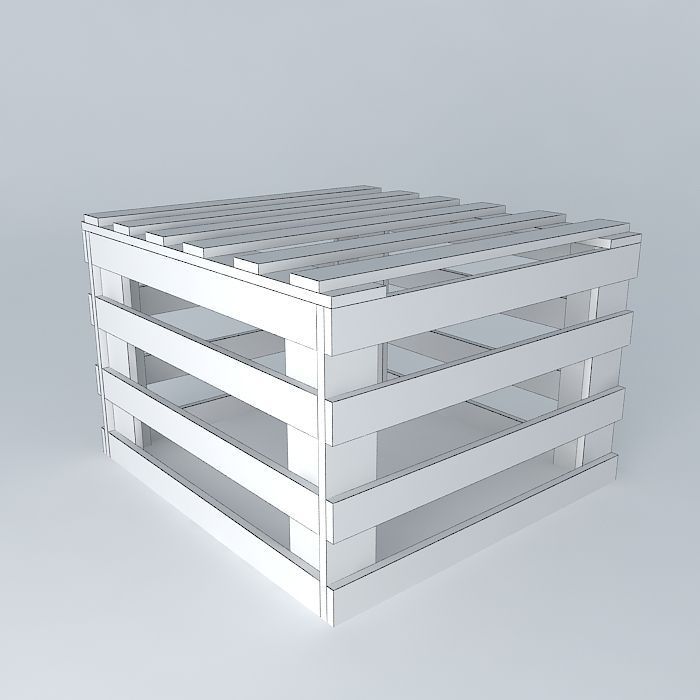 caixote-palets wooden crate Free 3D model_3