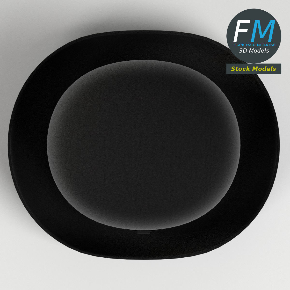Bowler hat 3D model_6