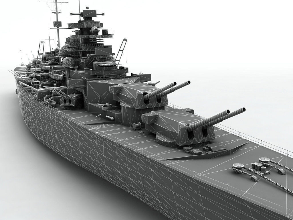 Military Battleship Bizmarck 3D model_5