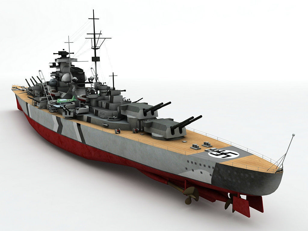 Military Battleship Bizmarck 3D model_2