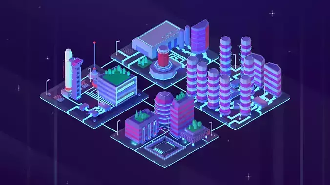 Cartoon Low Poly Sci-Fi Space City Pack