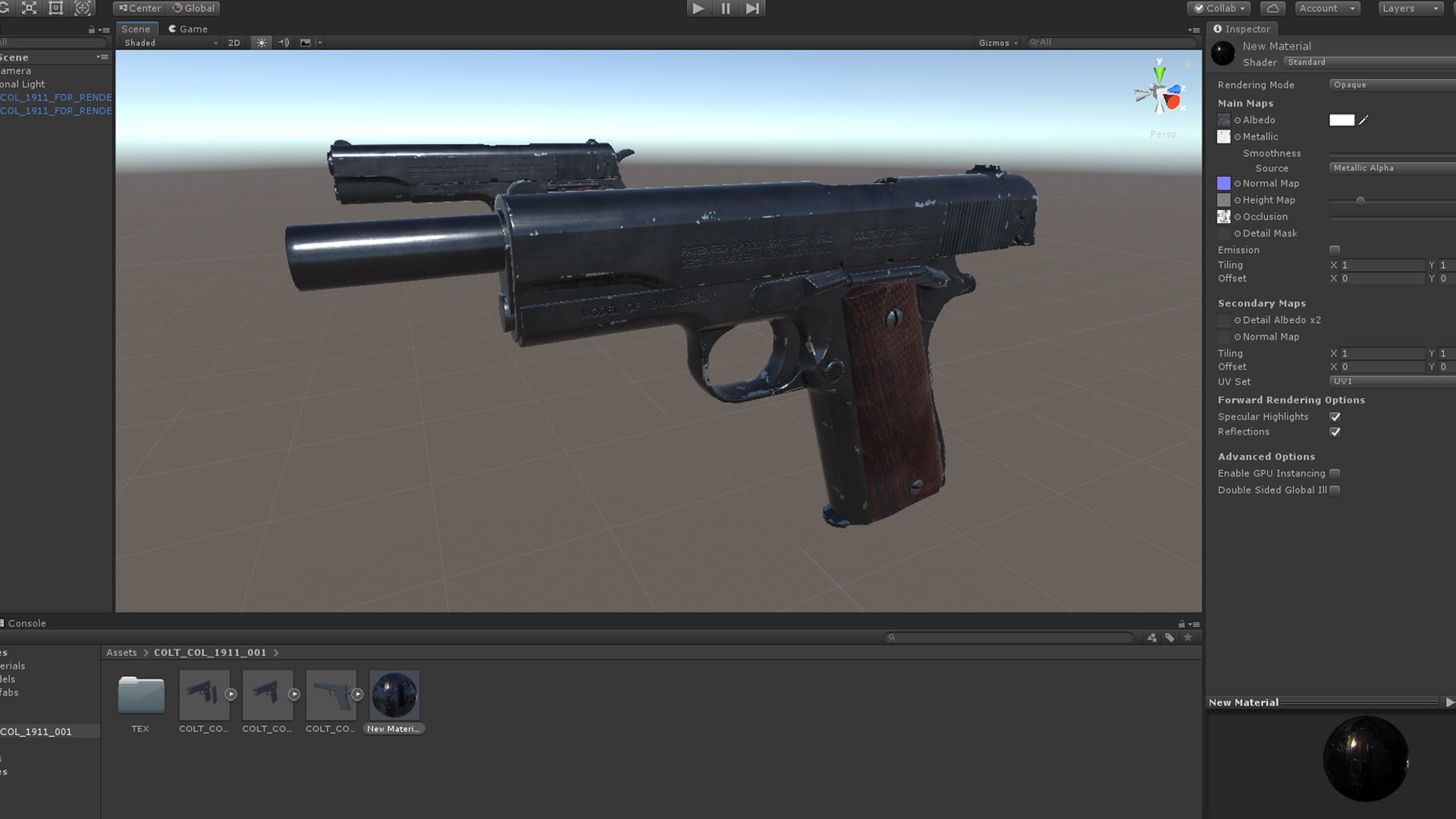 Colt M1911  Low-poly 3D model_7